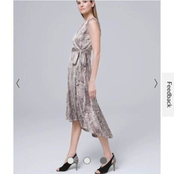 NWOT White House Black Market Snake High-Low Wrap Dress - Lunar Snake - Picture 3 of 4